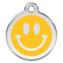 Red Dingo Dog ID Tag Smiley Face Yellow Small