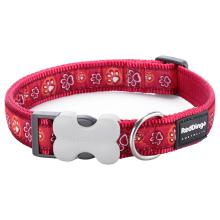 Red Dingo Paw Impressions Red XS Dog Collar