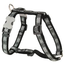 Red Dingo Paw Impressions Black Medium Dog Harness