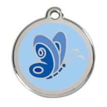 Red Dingo Dog ID Tag Blue Butterfly Large