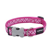 Red Dingo Gingham Hot Pink Small Dog Collar