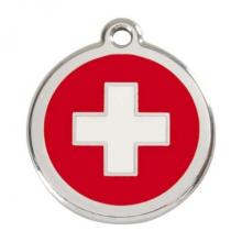 Red Dingo Dog ID Tag Swiss Cross Large