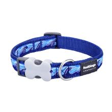 Red Dingo Waves Blue XS Dog Collar