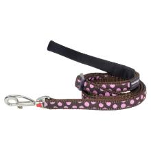Red Dingo Pink Spots Brown dog lead 4-6 ft XS