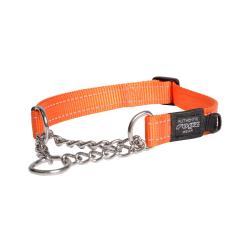 Rogz Utility Fanbelt Orange Half-Check Collar - Large